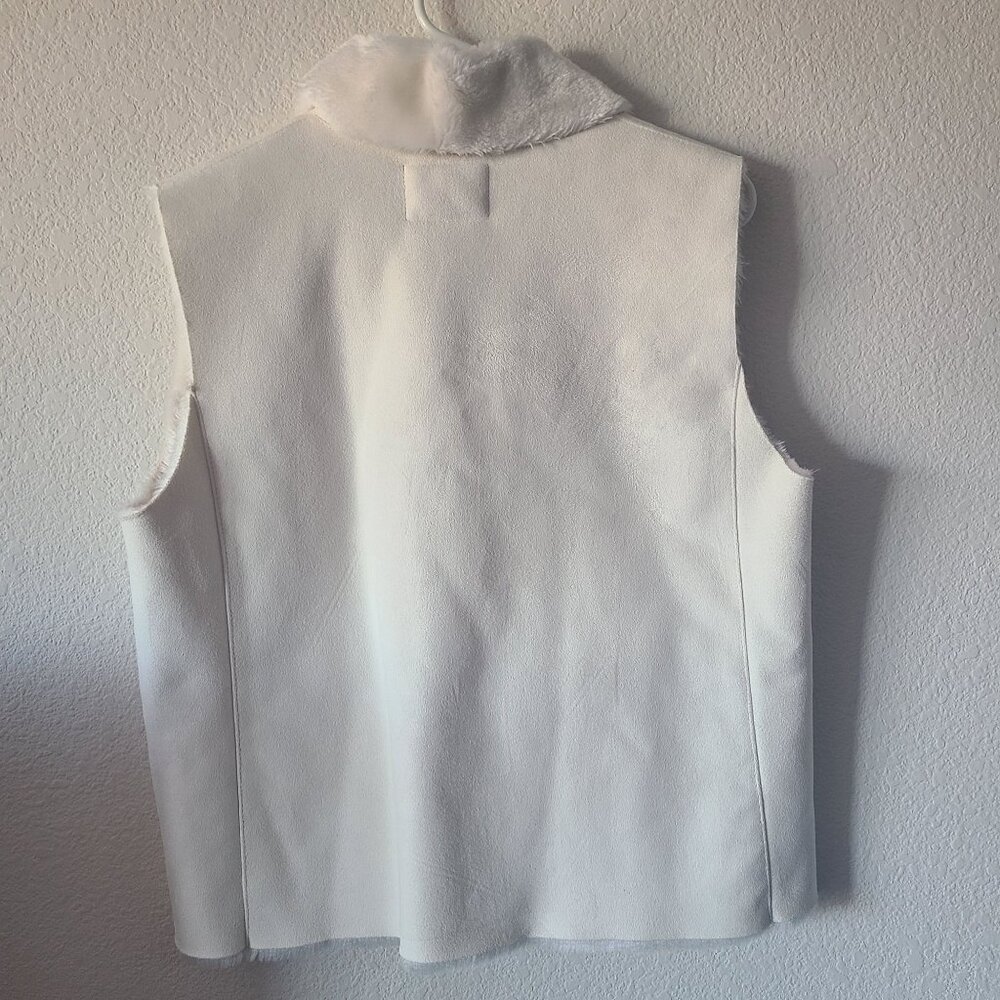 Ralph Lauren US Women's Size MP Faux Fur Faux Suede Vest Ivory Outerwear - Picture 5 of 11